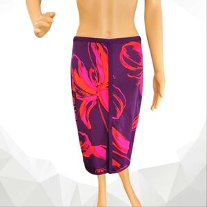 Worthington Floral Straight Pencil Purple Orange Pink Hattie Skirt Sz 8